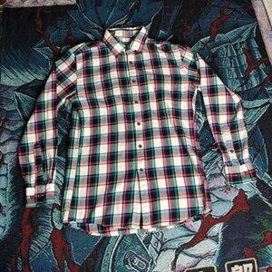 Multi-coloured plaid button-up shirt size Medium